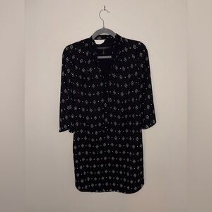 White House Black Market Black Dress with Geometric Pattern